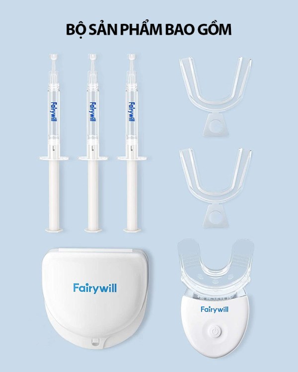 Bộ KIT tẩy trắng răng tại nhà FAIRYWILL FW-101 Máy làm trắng răng chính hãng Mỹ an toàn, lành tính, không gây kích ứng, thích hợp cho mọi loại răng - Hàng Chính Hãng