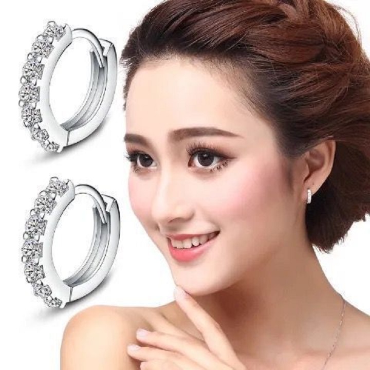 Bông tai nữ đính hạt đá zircon sang trọng siêu đẹp