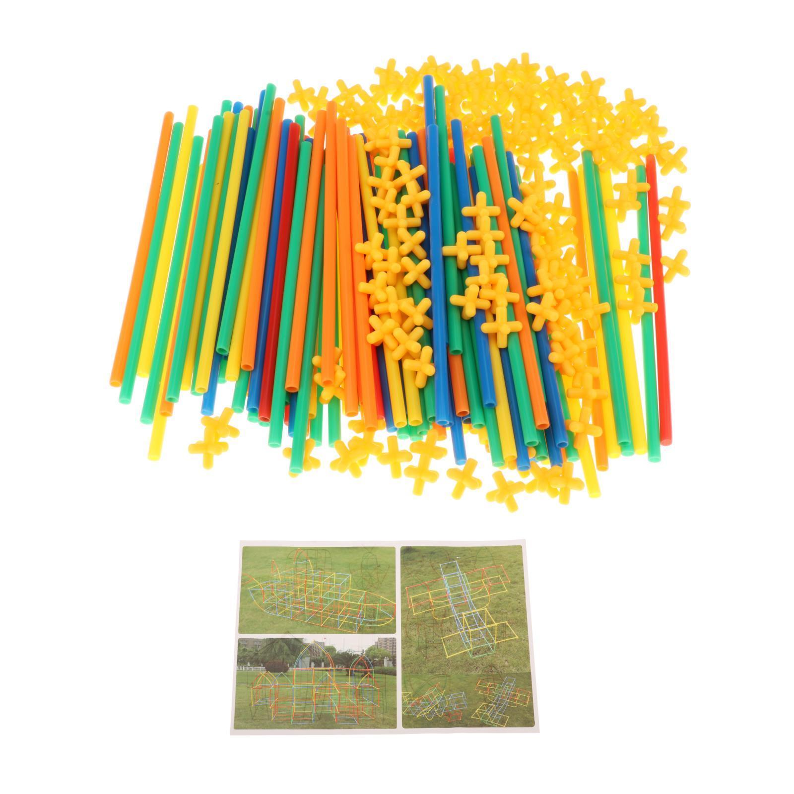 Straw Constructor Kit Fort Toy Block Joint Kids Gift for Boys Girls 200pcs