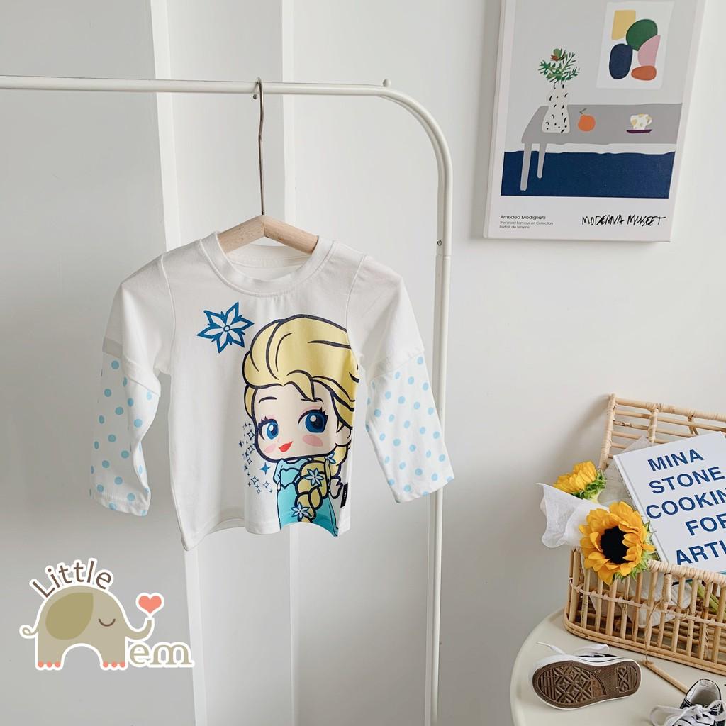 Áo bé gái Cotton xuất Nhật dài tay _ Elsa & Snow white