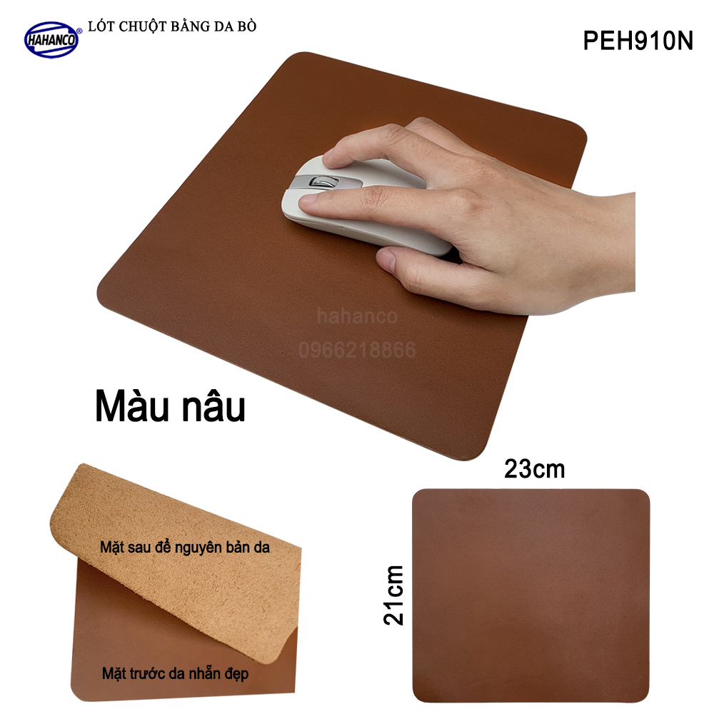 Miếng lót chuột gaming, pad bằng da bò xịn (PEH910) chống nước, trơn trượt siêu bền - Mouse Pads Leather of HAHANCO - Hàng chính hãng