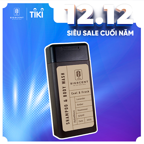 Sữa tắm dầu gội cho nam hương nước hoa 375ml Rebellious thương hiệu SIGSCENT date 7.2026