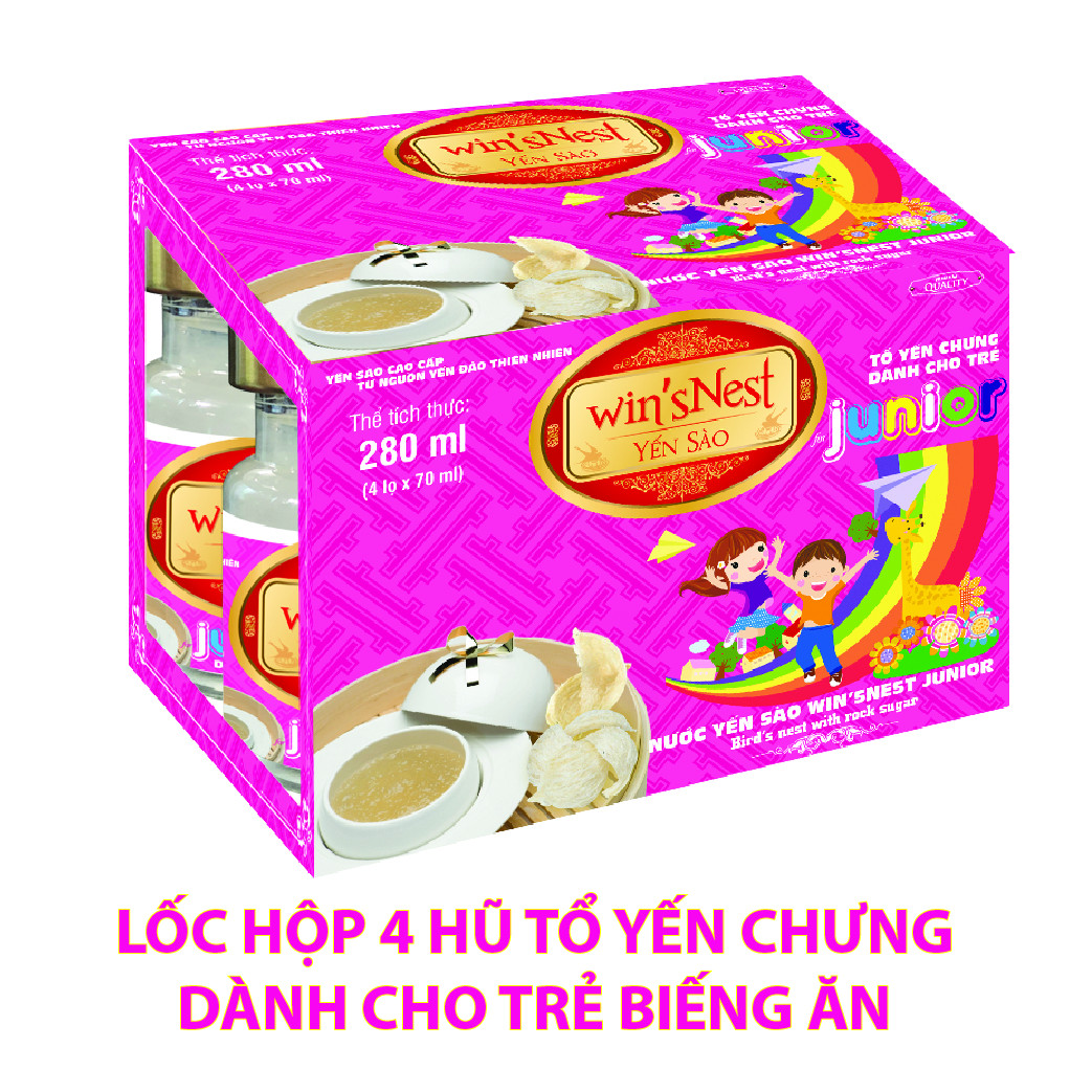 Nước yến sào win'sNest Junior 12% (4 hũ * 70 ml / Hộp) thích hợp cho mọi đối tượng, đặc biệt trẻ em biếng ăn