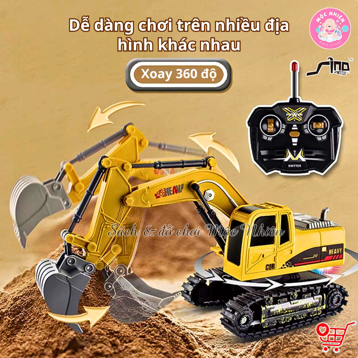 Đồ Chơi Xe Điều Khiển Tỷ Lệ 1:24 - Xe Máy Xúc 2 (Có Đèn) - SINO QH25-01