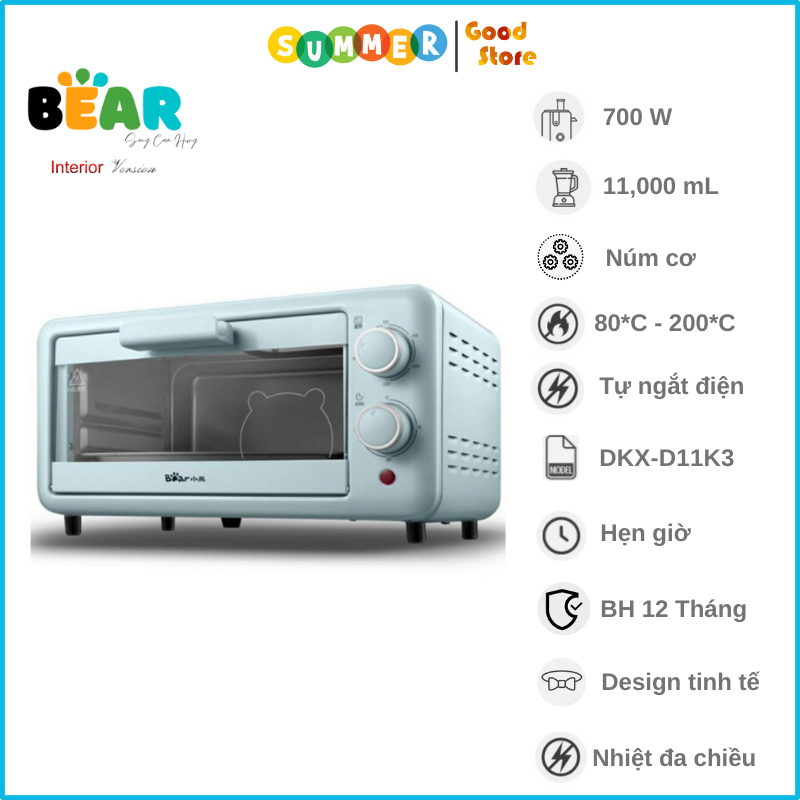 Lò Nướng Điện BEAR DKX-D11K3 Dung Tích 11 Lít Công Suất 700 W - Hàng Chính Hãng