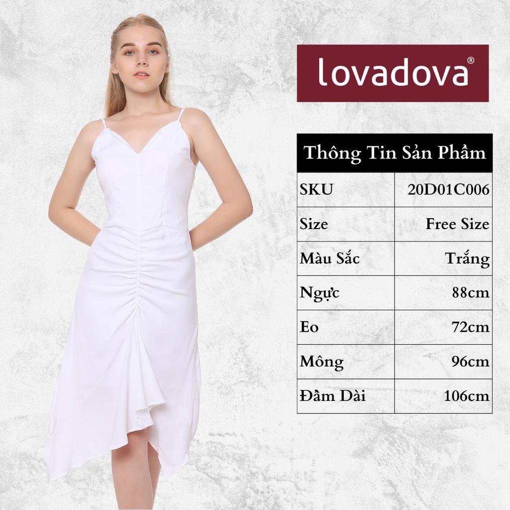 Đầm 2 Dây Nhún Thân Trước - Lovadova 20D01C006