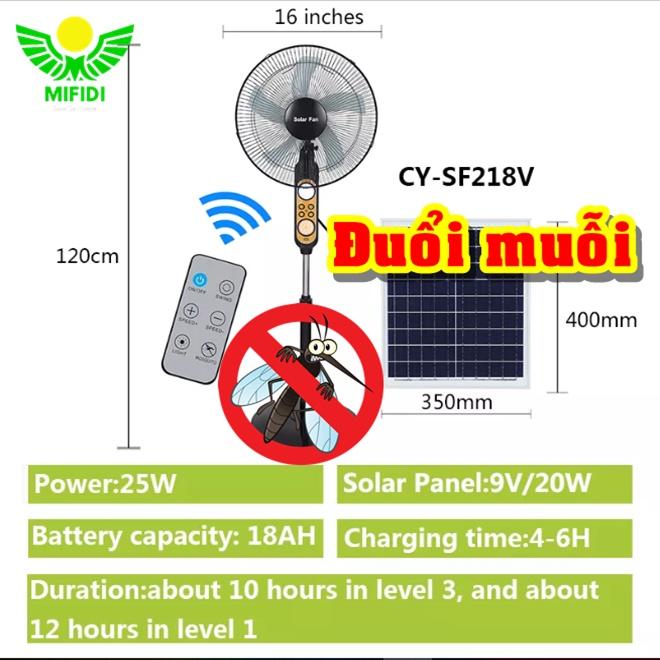 Quạt Năng Lượng Mặt Trời, Quạt Tích điện Mới nhất 2022 Có Đèn Đuổi Muỗi, Đèn Ngủ, Mạnh Mẽ 4 cấp độ gió, Cúp điện vẫn Mát