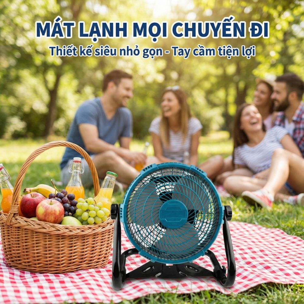 Quạt Để Bàn Tích Điện Kachi MK443 – Gió Turbo Mạnh Mẽ, Xoay 360 Độ, Thiết Kế Di Động Đa Năng - hàng chính hãng