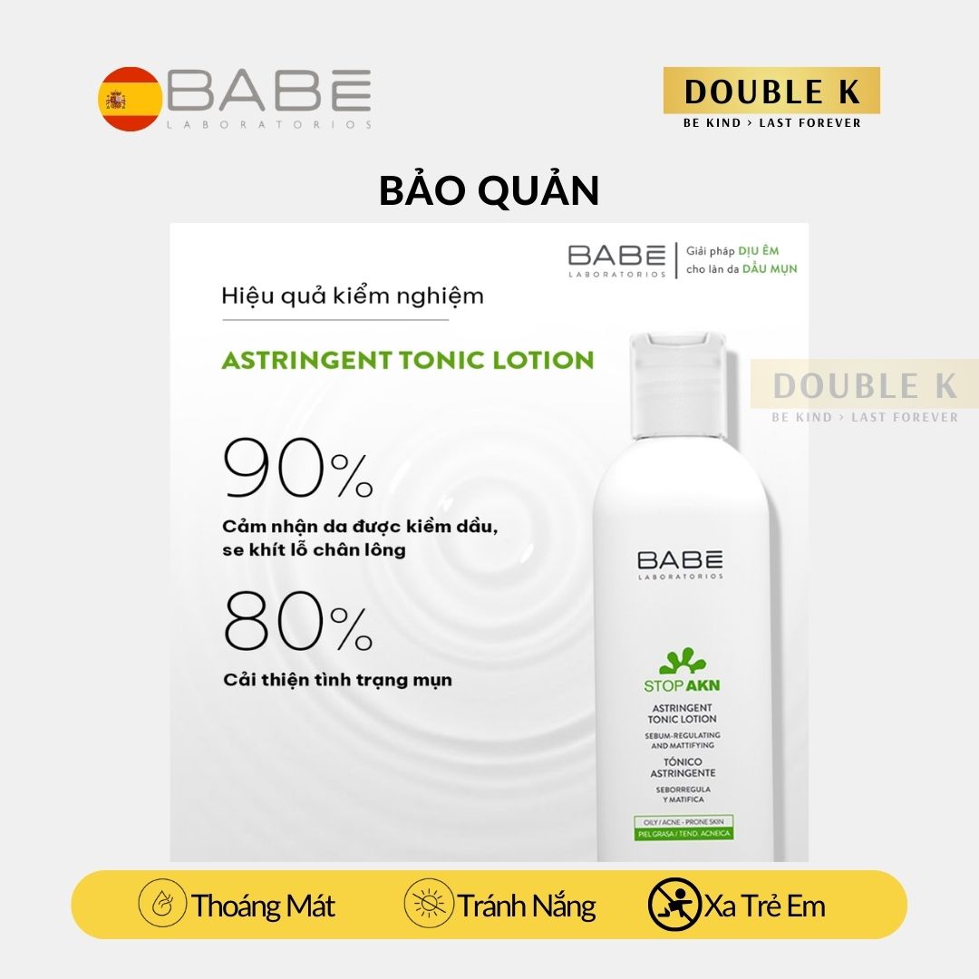 Toner Cho Da Dầu Mụn BABE Stop AKN Astringent Tonic Lotion - Double K