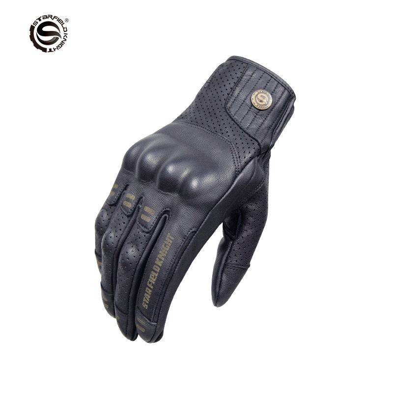 Phong cách mới nhất hiệp sĩ ngôi sao retro da dê đầy đủ găng tay xe máy Harley găng tay đi xe máy găng tay retro sửa đổi