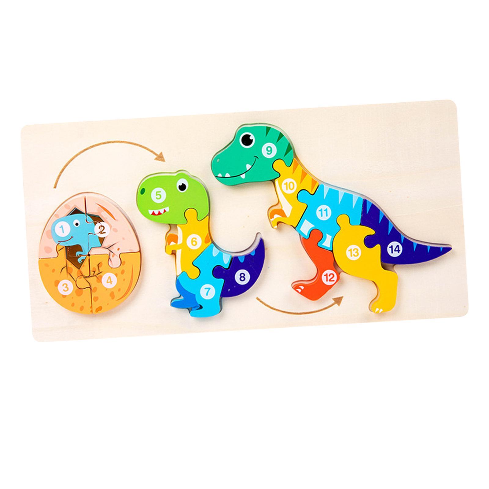 Animals Colorful wooden Cartoon Animal Shape Jigsaw Montessori Toy for Toddler
