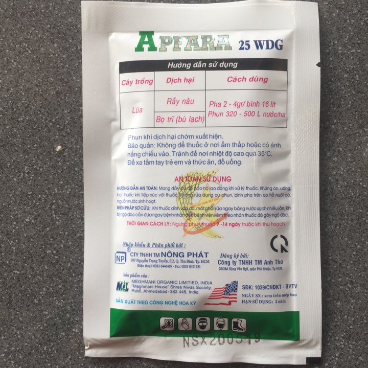 THUỐC TRỊ BÙ LẠCH APRAFA 25WDG