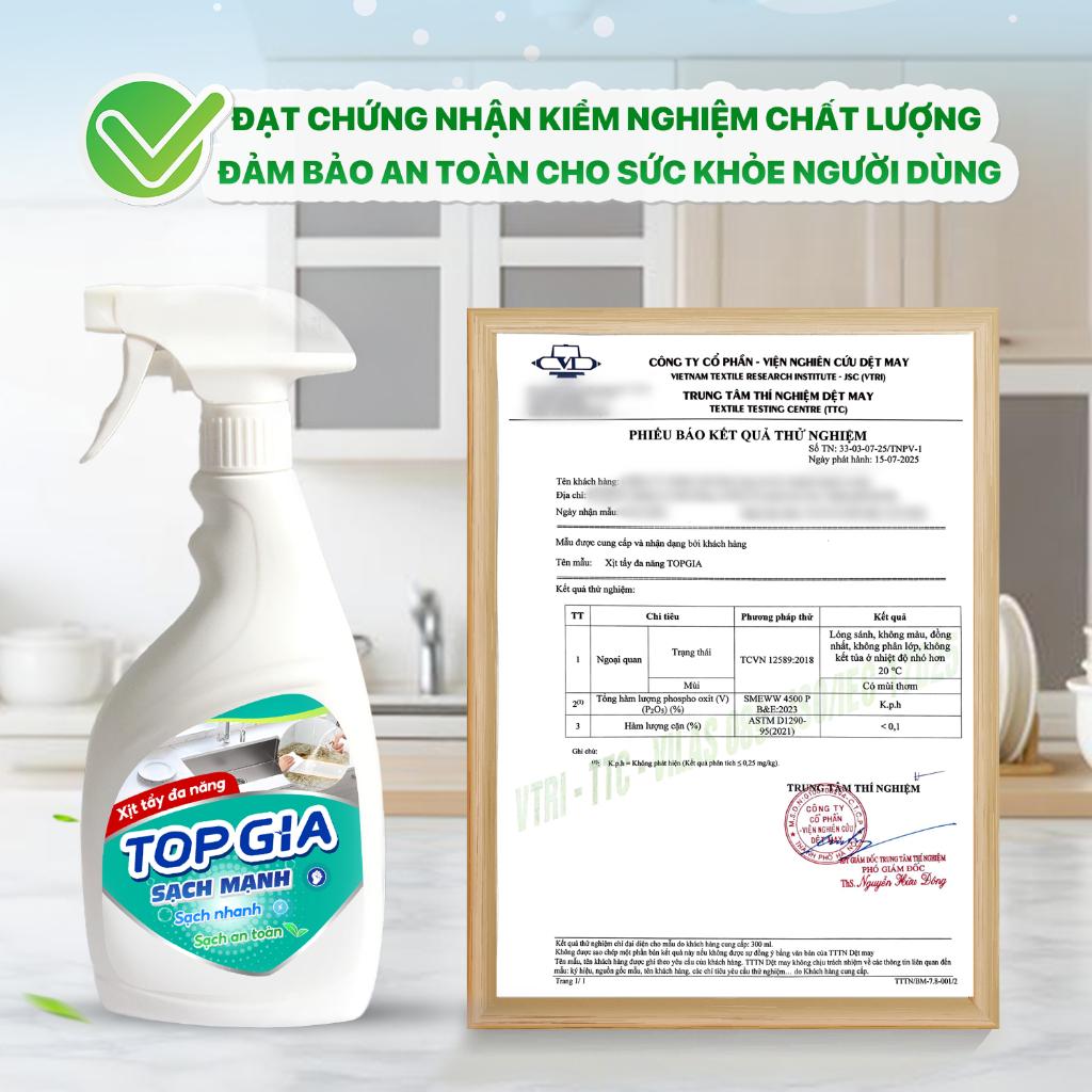 Combo 3 chai xịt tẩy đa năng TOPGIA 500ml: làm sạch vết bẩn, khử mùi, kháng khuẩn hiệu quả