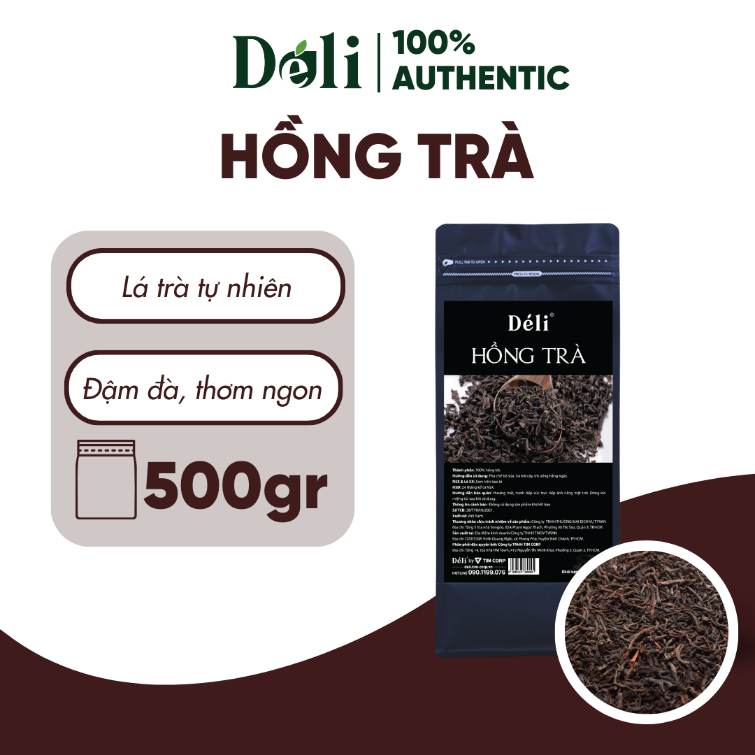 Hồng trà (trà đen) Déli - 500gr - chuyên dùng pha chế trà sữa, trà trái cây.
