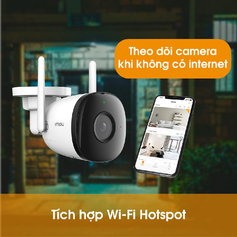 Camera IP ngoài trời IMOU BULLET 2C F22P F42P Full HD Wifi Hotspot, chống nước - Hàng chính hãng