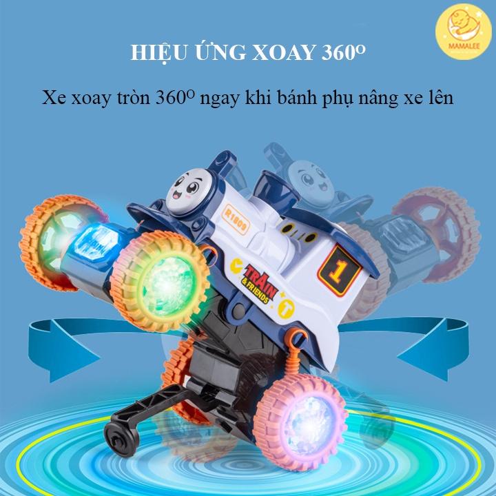 Đồ Chơi Xe Lửa Thomas Chạy Pin - Phát Nhạc Phát Sáng Bốc Đầu Nhún Nhảy Xoay 360 Độ