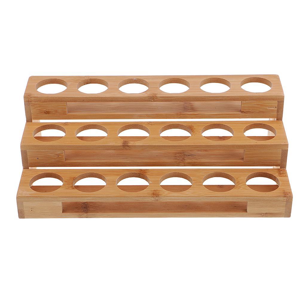 2pcs 18 Slot Essential Oil Wooden Rack Tray Organizer - 3 Tiers Storage Case