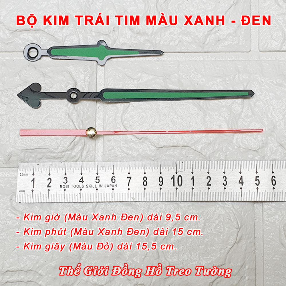 Máy Đồng Hồ Eastar Kim Trôi Độ Chính Xác Cao – Bộ Kim Đao đuôi hình Trái tim, thân Kim màu Đen có phủ lớp sơn Phản quang màu Xanh – Kèm theo Pin Maxell