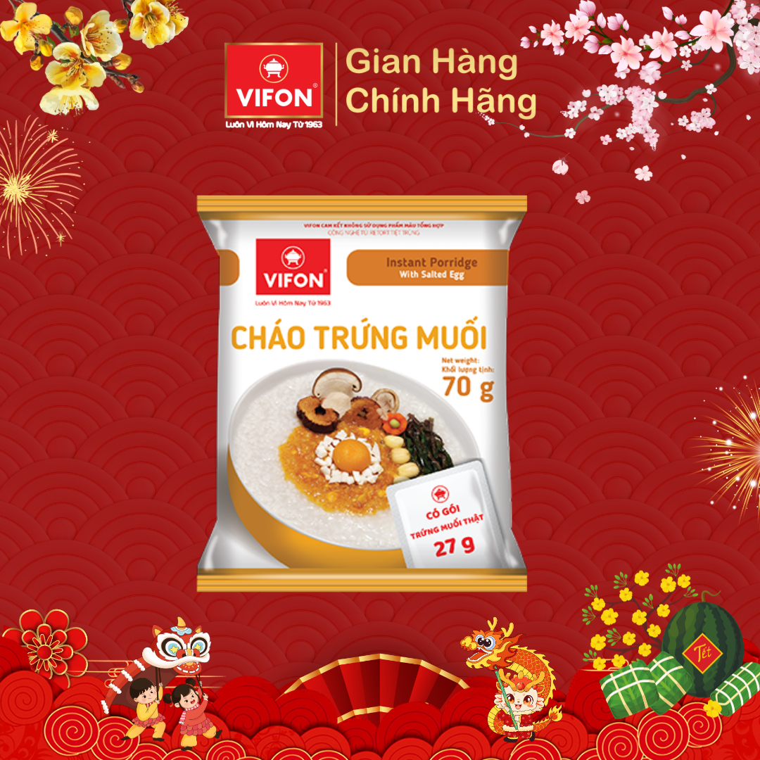 Thùng 50 Cháo Trứng Muối VIFON có Gói Thịt Thật 27gr  (70g / Gói)