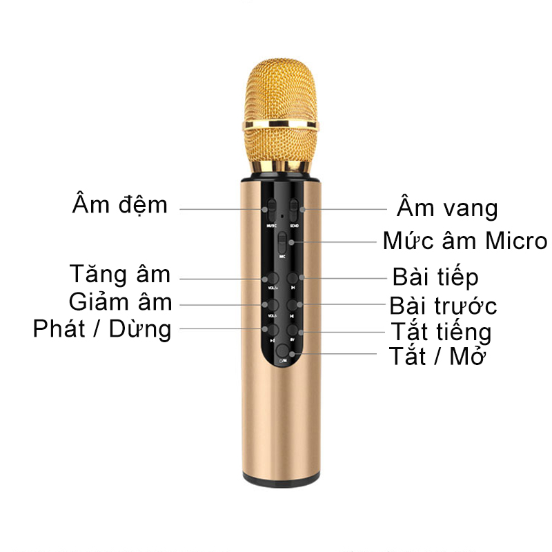 Micro Karaoke Bluetooth Micro không dây Kèm Loa Chất lượng cao cầm tay, Hát Trực Tiếp Không Cần Loa - Hàng Chính Hãng PKCB