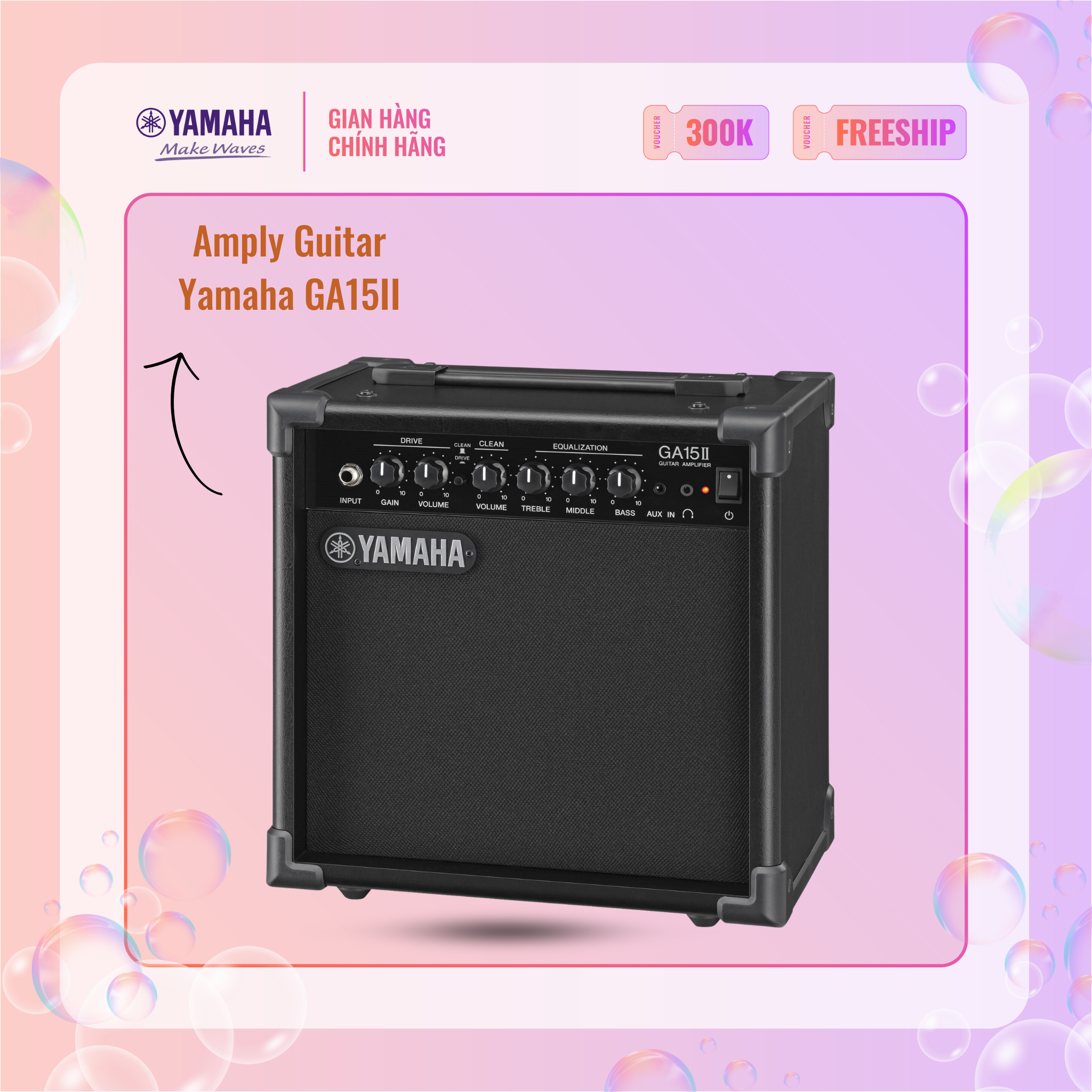 Amply Guitar YAMAHA GA15II - Thiết kế gọn nhẹ, sản phẩm chính hãng