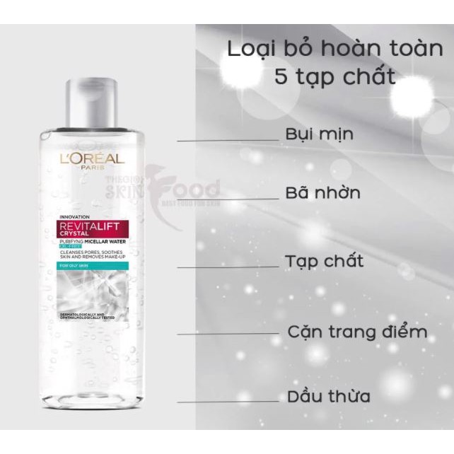 Nước Tẩy Trang Làm Sạch Cho Da Dầu L'oreal Revitalift Crystal Purifying Micellar Water