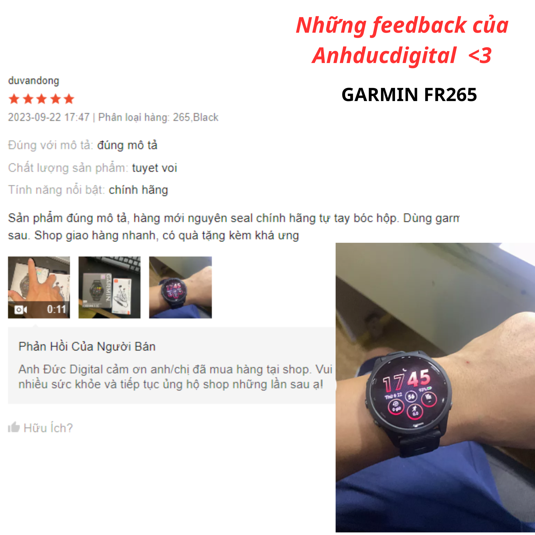 Đồng Hồ Thông Minh Garmin Forerunner 265 / 265S chuyên theo dõi chạy bộ màn hình AMOLED - Hàng Chính Hãng FPT