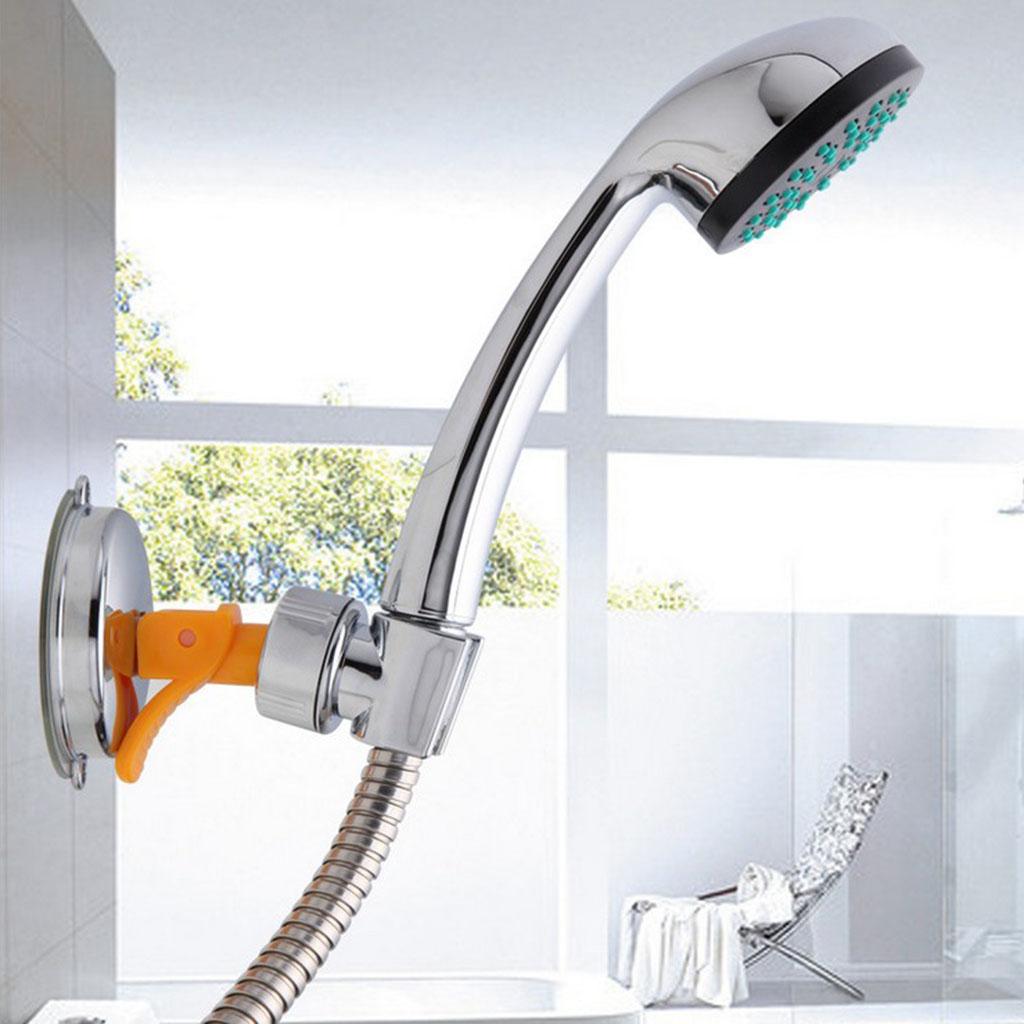 Adjustable Shower Head Holder with Suction Bracket Chrome ABS No Drilling