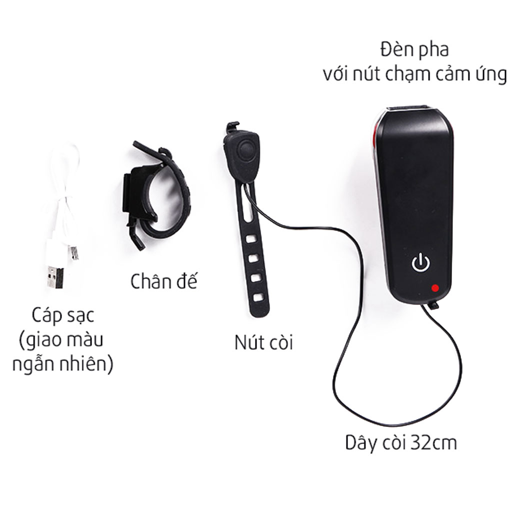 Đèn Xe Đạp Có Còi T6 350lumens (nút chạm cảm ứng) Pin 2000mAh Còi âm thanh lớn 140dB MaiLee