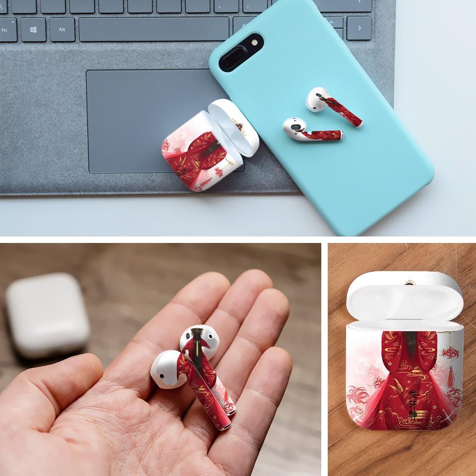 Miếng dán skin cho AirPods in hình Bỉ ngạn hoa - acp031 (AirPods ,1 2, Pro, TWS, i12)