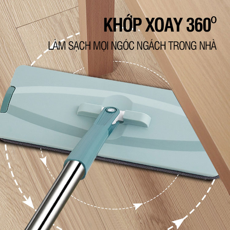 Bộ lau nhà thông minh Kitimop-S1 có thùng lau nhà 2 ngăn tự vắt, chổi lau nhà xoay 360 độ lau sạch khô nhanh, 2 bông lau