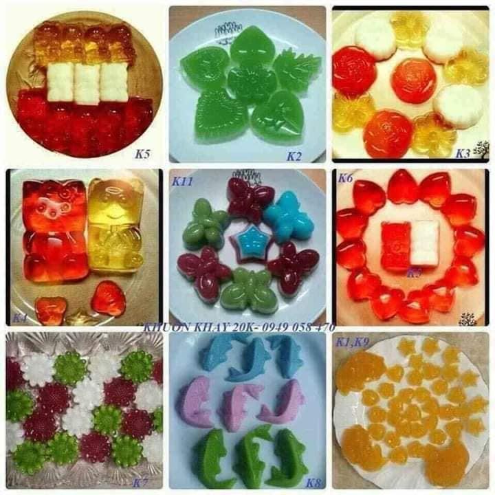 Bộ 3 Khuôn Làm Đá Thạch Rau Câu Silicon Cực Đẹp ĐỦ CÁC HÌNH