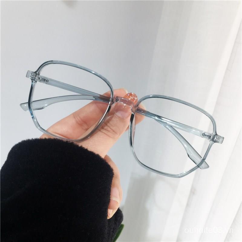 100°-600° ​chống bức xạ Kính cận thị thời trang phong cách sành điệu cho nam và nữ Mắt kính Gray Ultra-Light Large Face Transparent Glasses Women's Myopia Plain Face Korean Style Trendy Face Small Square Glasses Frame to Make round Face Thin-Looked