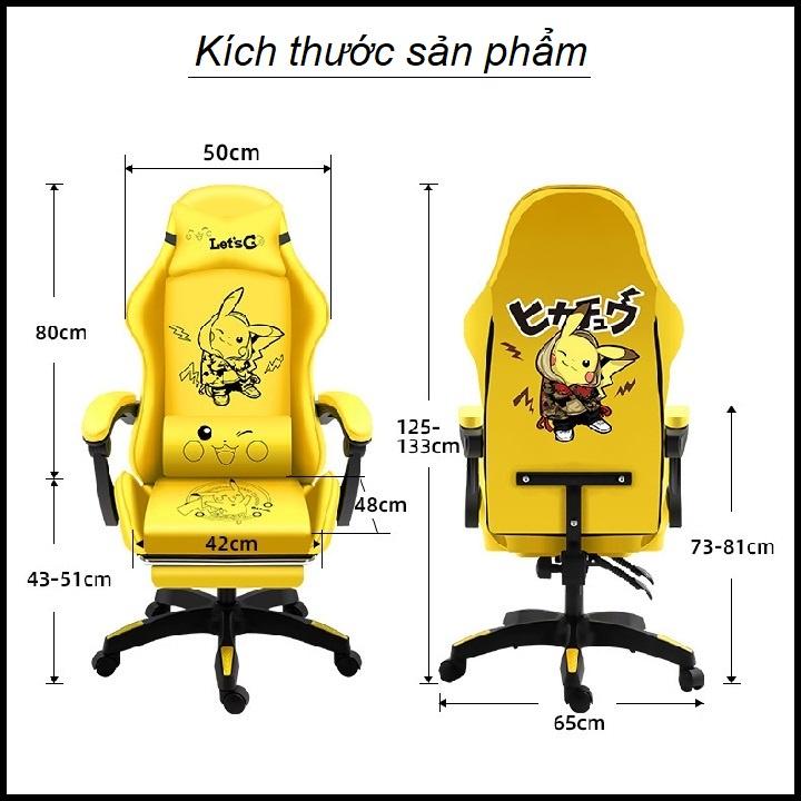 Ghế Gaming Màu Vàng, Ghế Chơi Game Hình Pikachu, Có Massage Và Ngả Lưng Đa Năng