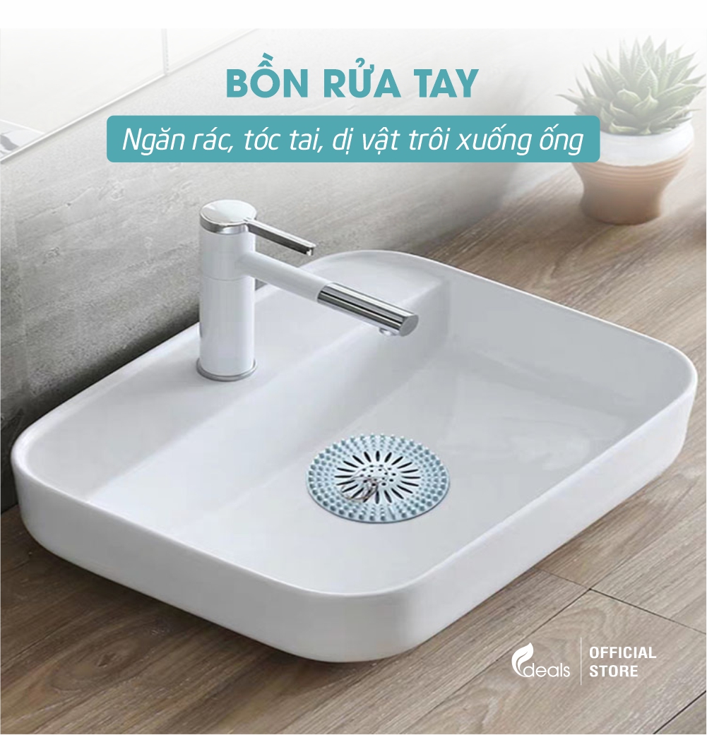 Nắp Đậy Lỗ Thoát Nước Silicone Cao Cấp ECODEALS Cho Lỗ sàn, Bồn Rửa Bát, Bồn Tắm - Chặn tóc, rác, thức ăn thừa, dễ dàng làm sạch, bền dai - KT 14x14cm