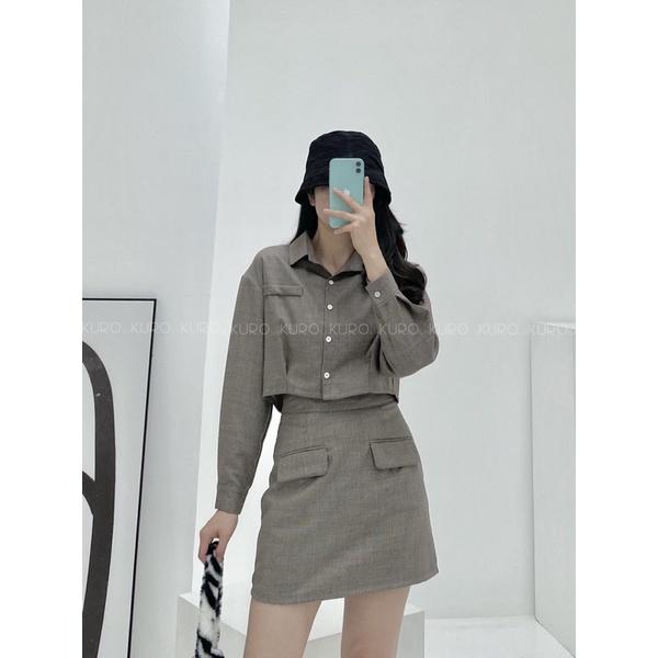 set sơ mi croptop + váy