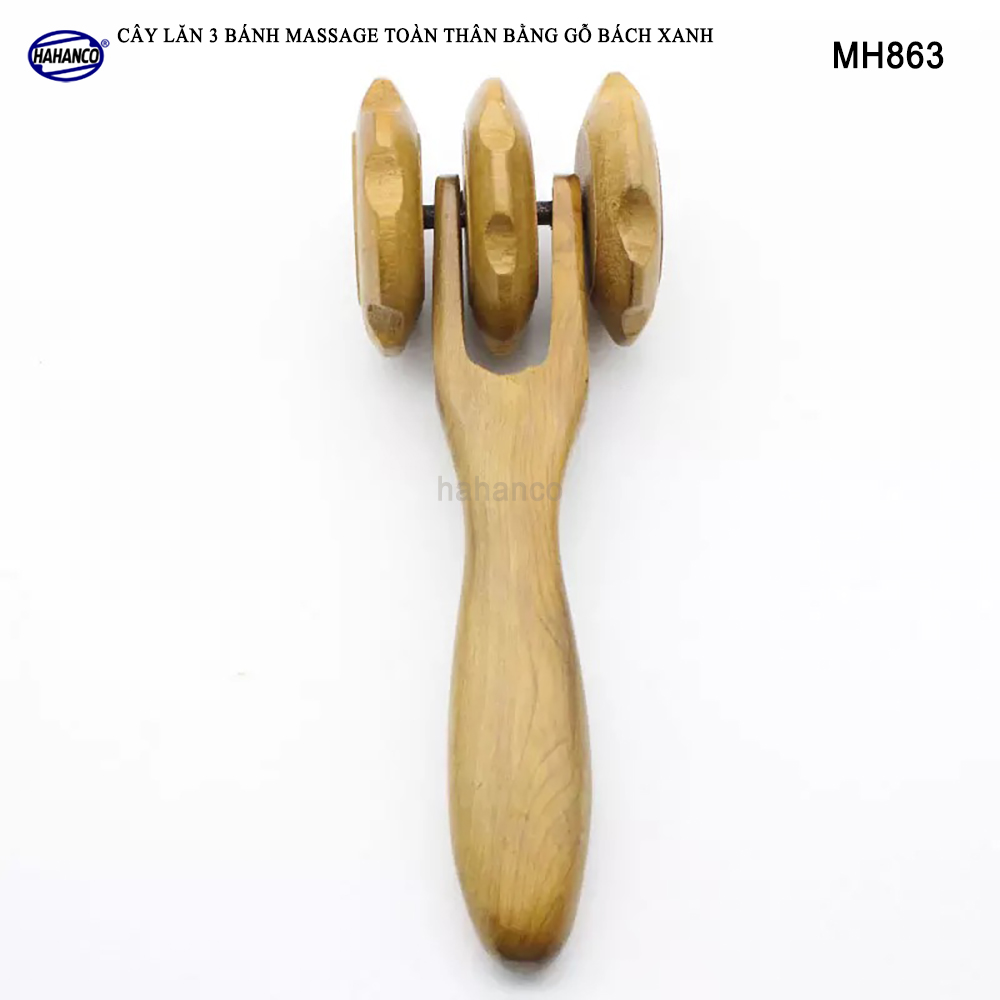Cây lăn massage toàn thân 3 bánh gai đa năng bằng gỗ Bách Xanh Xua tan nỗi lo đau nhức tạo cảm giác thoải mái - Chăm sóc sức khỏe