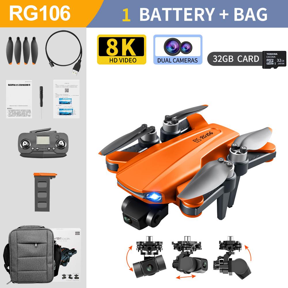 RG106 Pro DRONE 8K chuyên nghiệp 5G GPS WiFi HD Camera Dual Dron 3 Trục Gimbal Không chổi than Động cơ chống lắc RC Máy bay không người lái Quadcopter