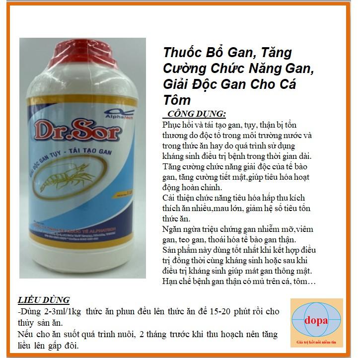 BỔ GAN DR SOR DOPA CHAI 1 LÍT Tăng Cường Chức Năng Gan, Giải Độc Gan Cho Cá Tôm DOPA.COM.VN