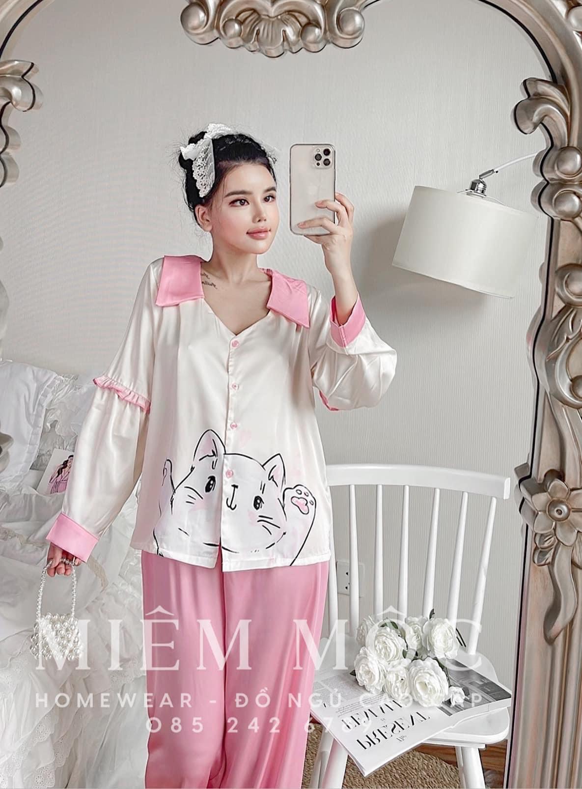 Bộ Pyjama Thiết Kế Tay Bồng Mẫu Tiểu Thư Xinh Xắn