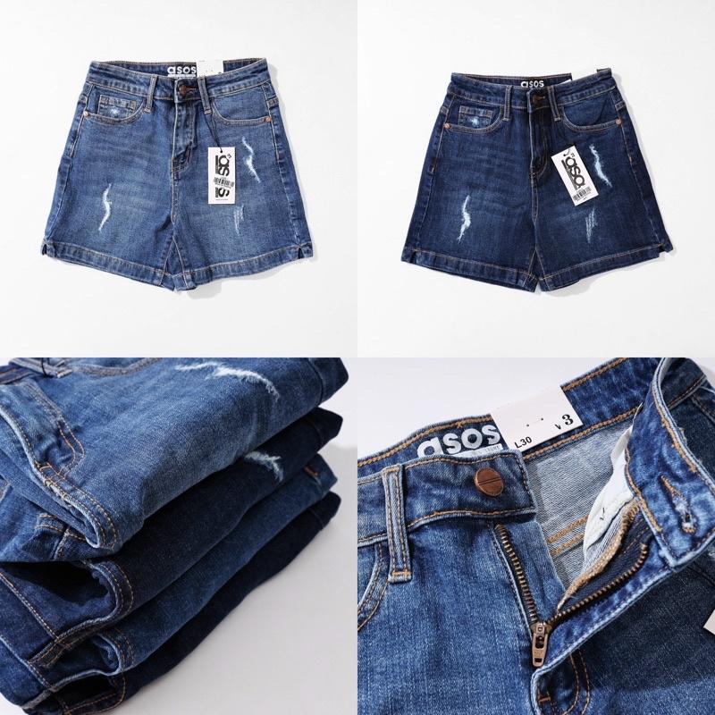 Quần short jean nữ rách nhẹ lưng cao chất co giãn thoải mái