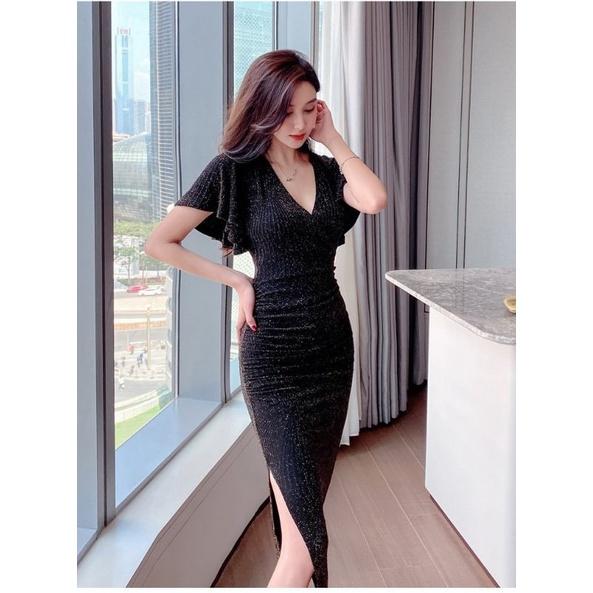 ĐẦM BODY KIM TUYẾN TAY RƠI XẺ TÀ CAO CẤP