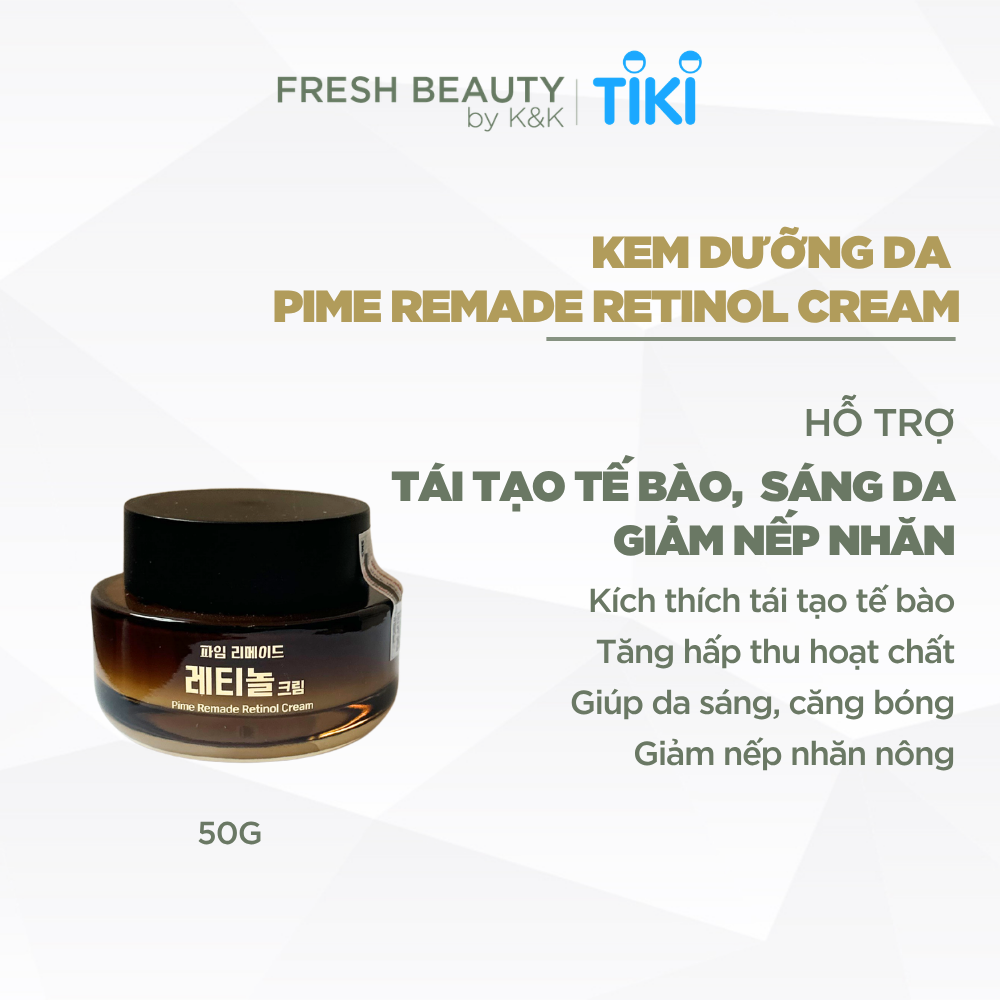 Kem dưỡng Pime Remade Retinol Cream hỗ trợ tái tạo da, dưỡng sáng, giảm thâm nám, giảm lão hóa 50g