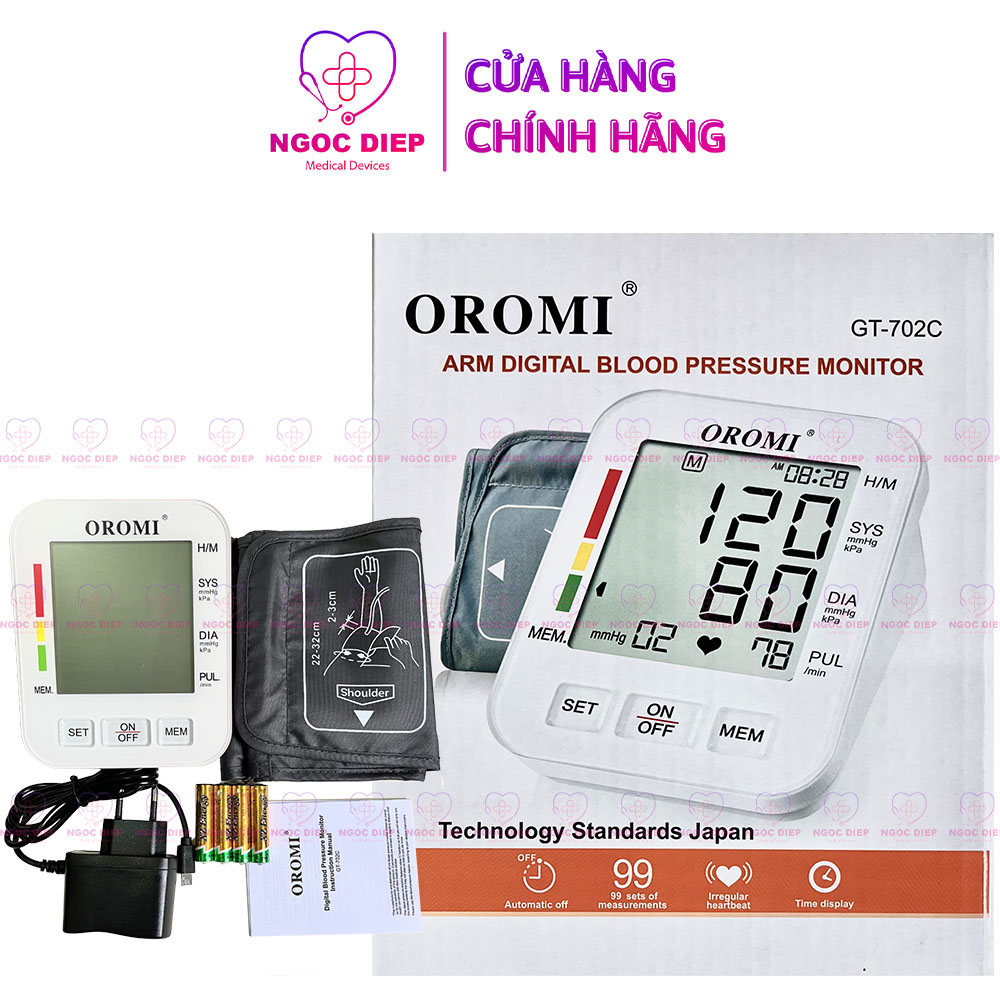 Máy đo huyết áp điện tử bắp tay OROMI GT-702C - Nhập khẩu chính hãng - Bảo hành 5 năm