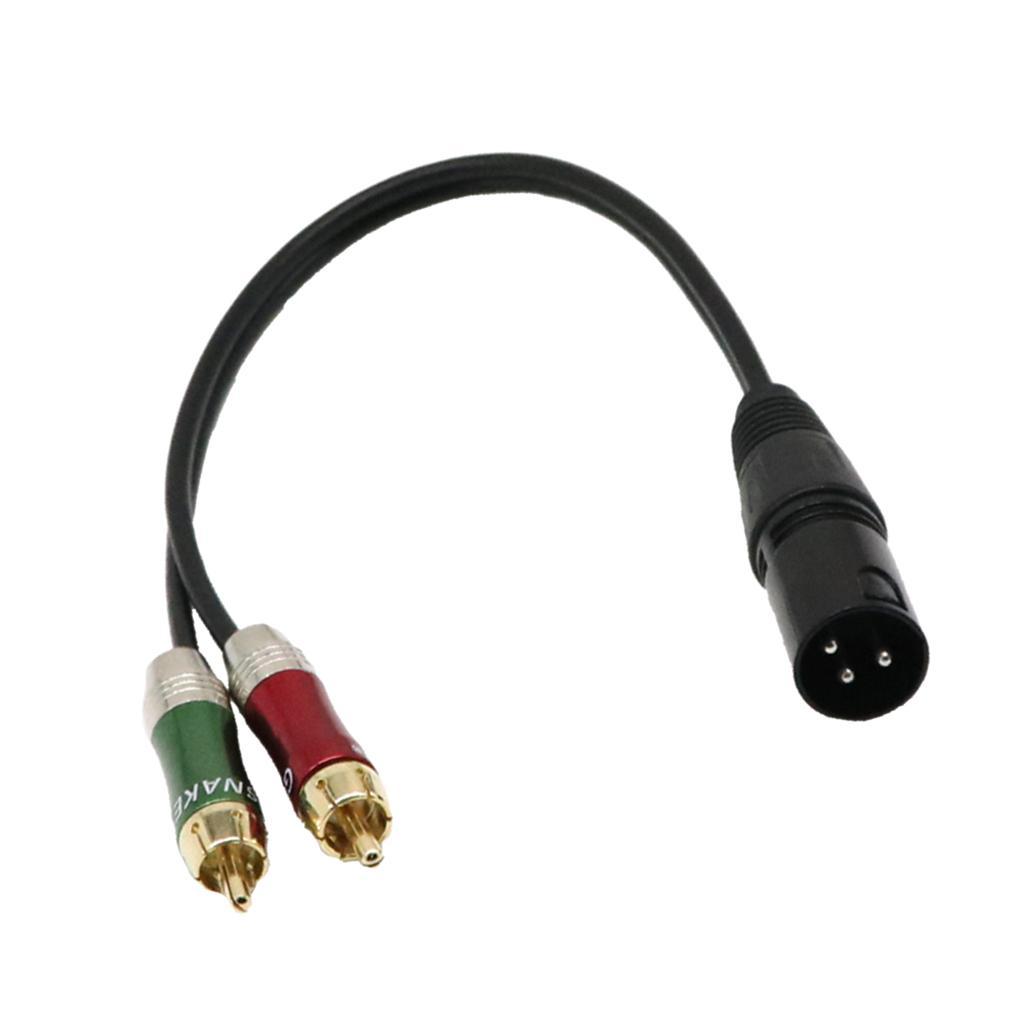 2 Pieces 1 XLR Male to 2 RCA Male ,XLR Adapter Plug to 2 x Phono RCA Plug Adapter Cable Lead 30cm Splitter Patch Y Cable