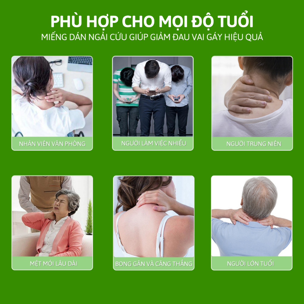 Hộp 12 Miếng Cao Dán Ngải Cứu Xương Khớp Giảm Đau Mỏi Khớp Cổ Vai Gáy Cột Sống Lưng