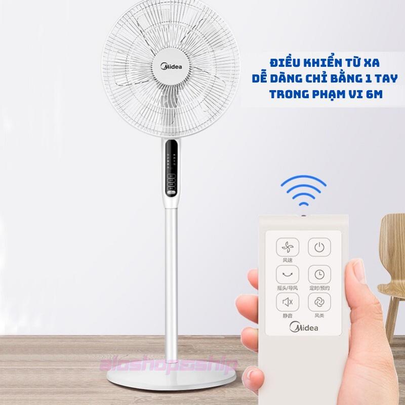 Quạt Điện Cây Đứng Midea có Điều Khiển Từ Xa 5 Cánh Quạt 3 Tốc Độ Gió Sang Trọng Có Hẹn Giờ