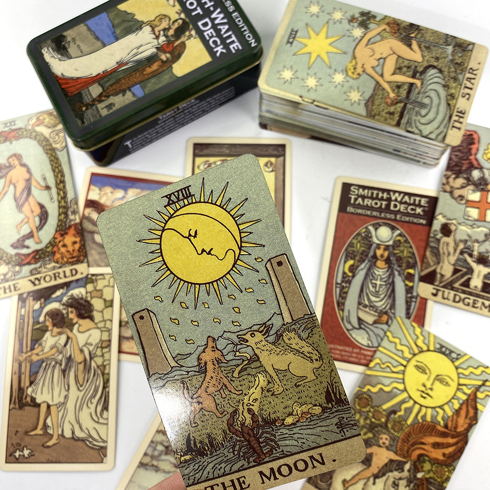 [Mạ Cạnh] Bộ Bài Smith Waite Tarot Borderless Edition Hộp Thiếc 78 Lá Đá Thanh Tẩy