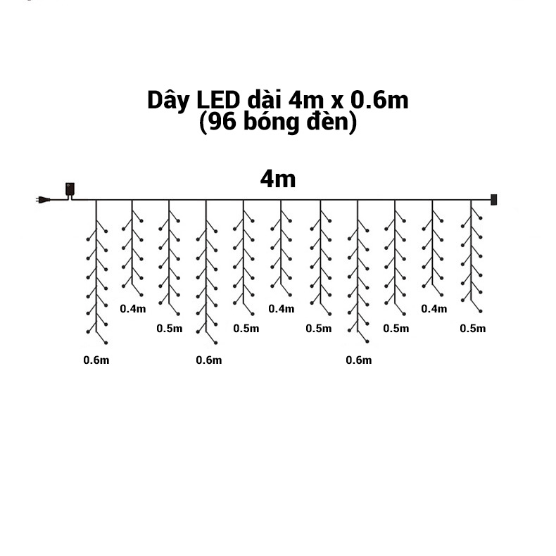Đèn LED Rèm Treo Ngoài Trời Chống Thấm Nước - Nhiều Kích Cỡ