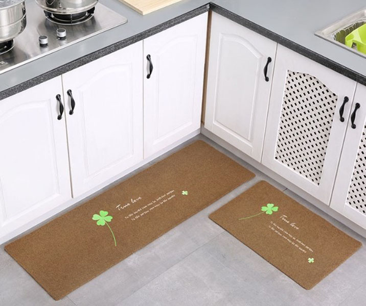 Bộ 2 thảm 2D nhà bếp đế cao su chống trượt 120x40 và 60x40 + kèm 2 khăn lau 30x30